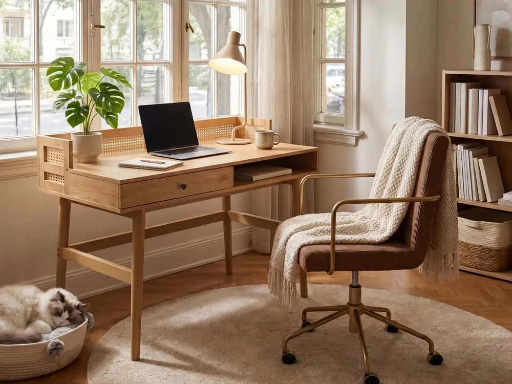Office Desk with Memo Board NOVEN 120 cm 60 cm Light Brown_1091973