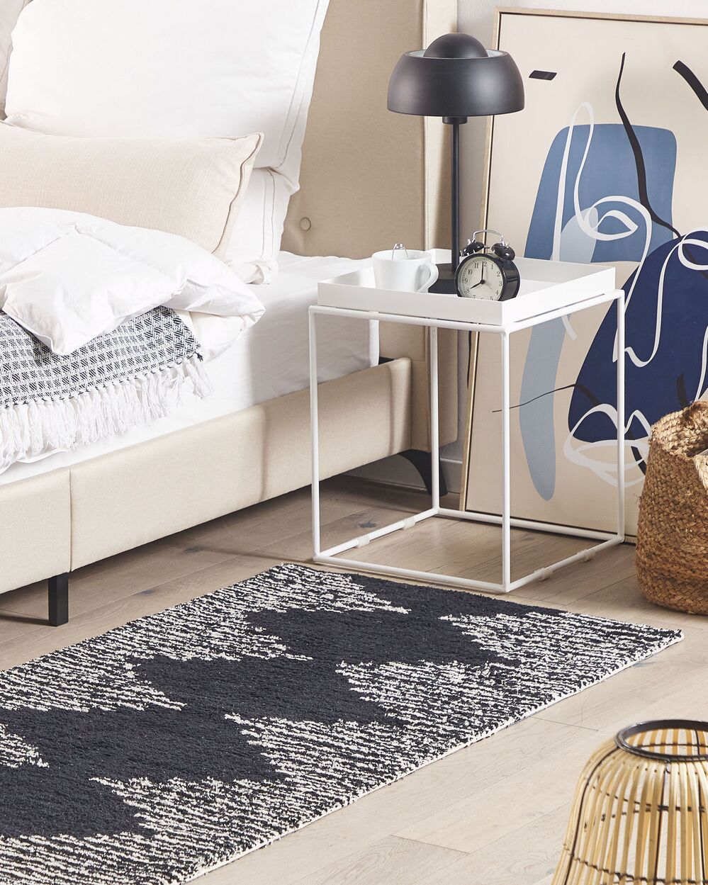 Tapis BATHINDA Noir/blanc 80 x 150 cm Coton