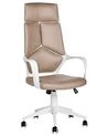 Faux Leather Swivel Office Chair Beige and White DELIGHT_834156