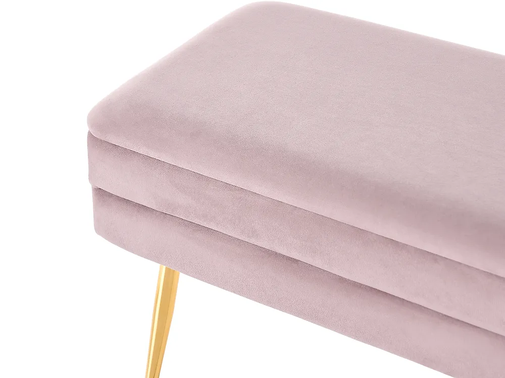 Banco tapizado con almacenaje DURHAM Terciopelo Rosa_1185969