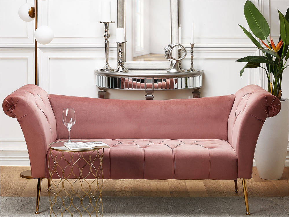 Velvet Chaise Lounge Pink NANTILLY Beliani.es