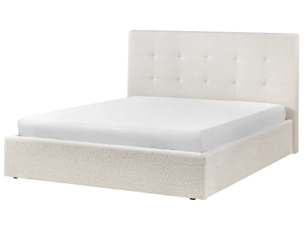 Ottoman Bed LORIENT Boucle Off-White 160 x 200 cm (EU King Size)_1040174