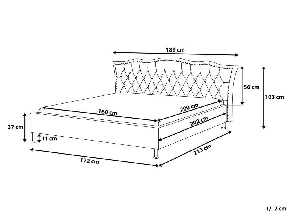 Bed Faux Leather METZ 160 x 200 cm (EU King Size) Black_731012