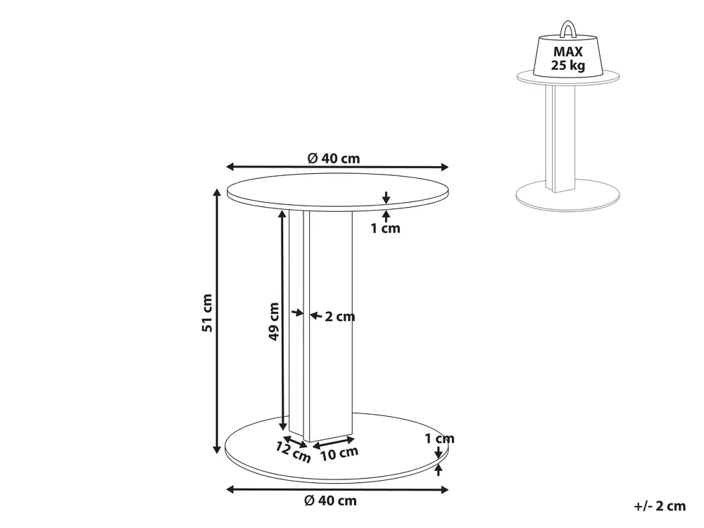 Garden Side Table VANZAGO 40 cm 40 cm Metal Beige_1094921