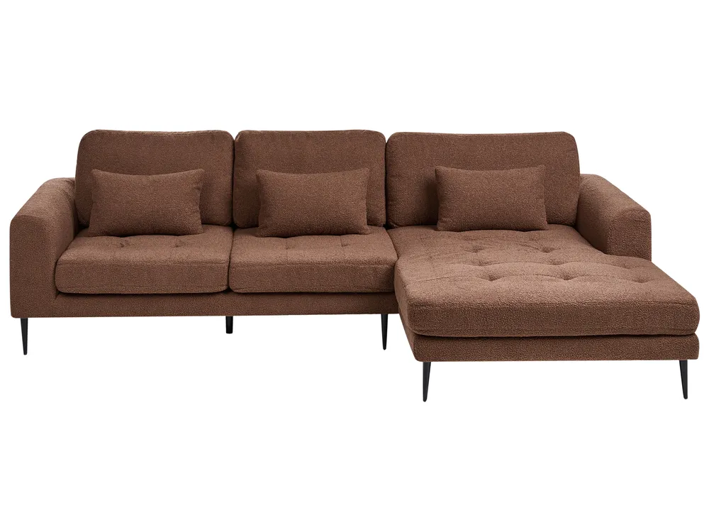 Corner Sofa 3 Seater FLAM Boucle Brown Left Hand_1034354