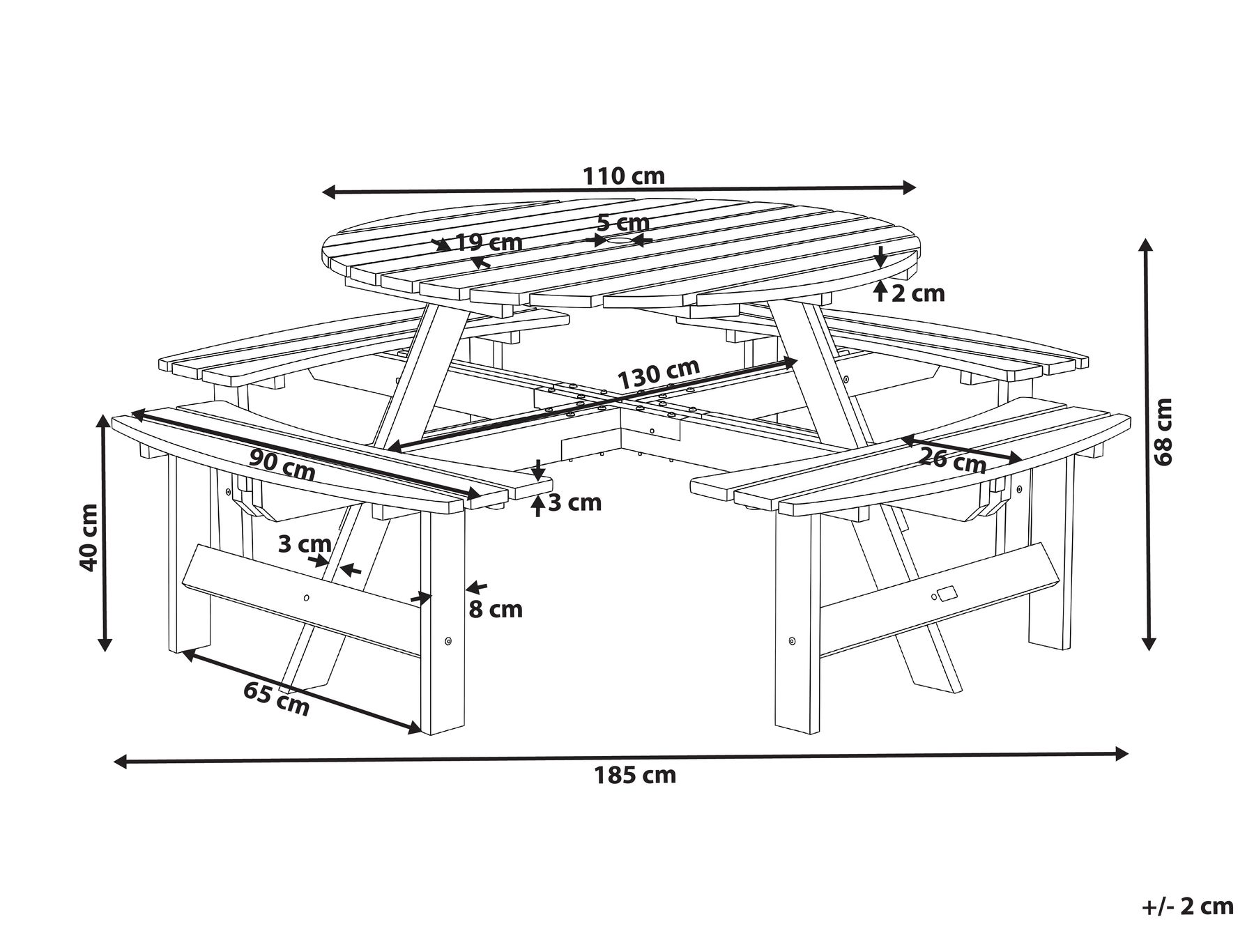 Picnic Table with Benches CAPARCOTTA Fir Wood Light Brown_1102536