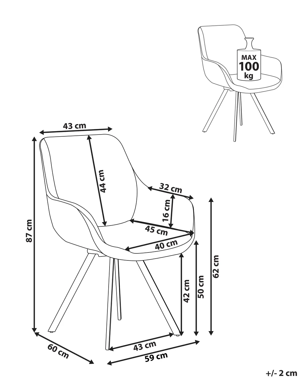 Dining Chair Swivel MARCELLUS Boucle Black/ White_965217