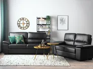 Living Room Set 5 Seater VOGAR Faux Leather Black_730435