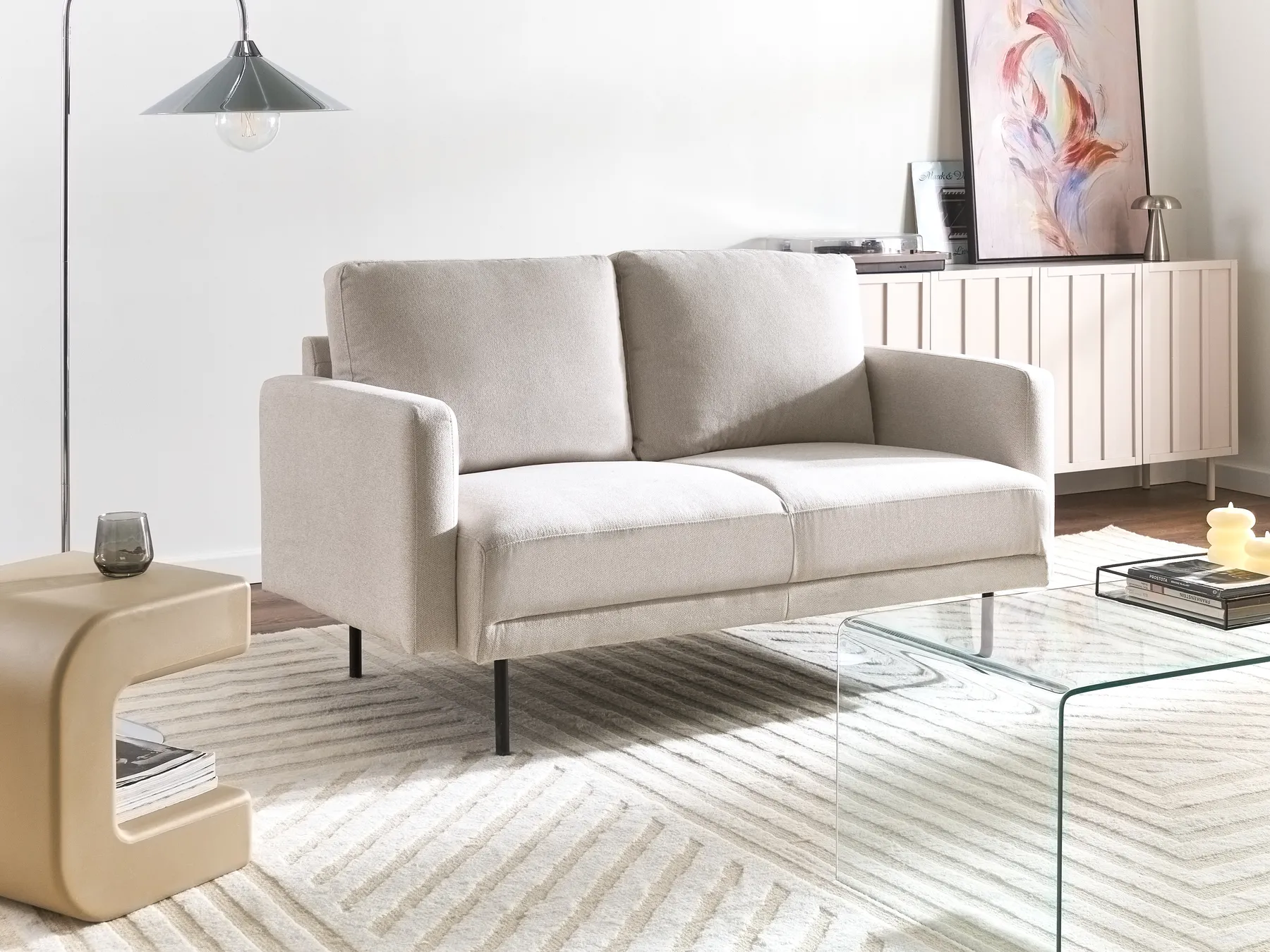 Sofa 2 Seater BREDA Fabric Light Beige_1078142