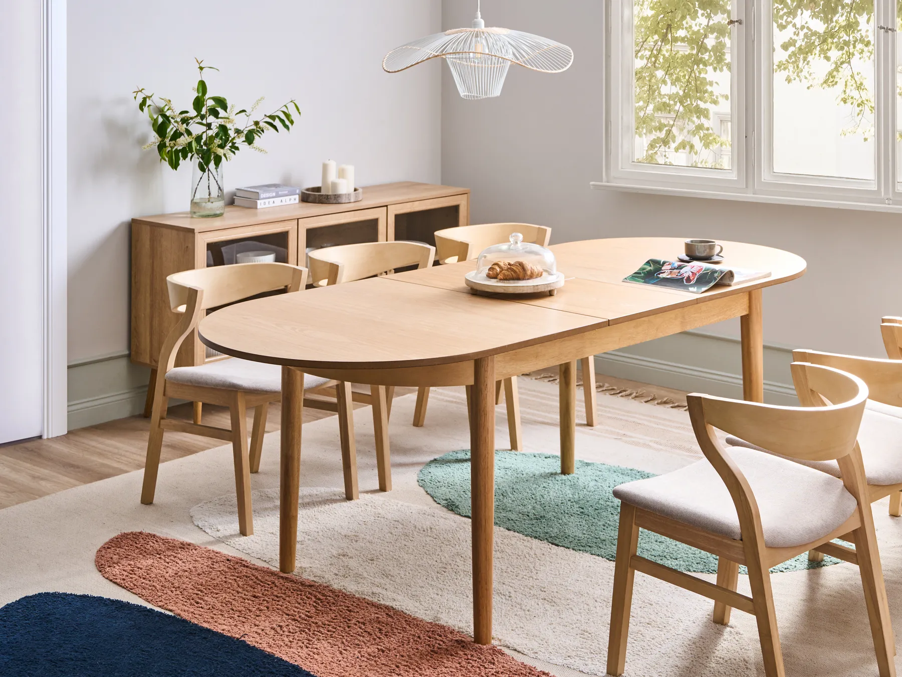 Extending Dining Table LARTO Light Ash Wood 180/220 cm 90 cm_992894