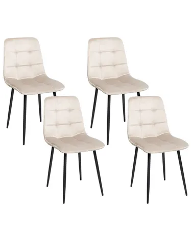 Set of Dining Chairs POWELL Velvet Beige