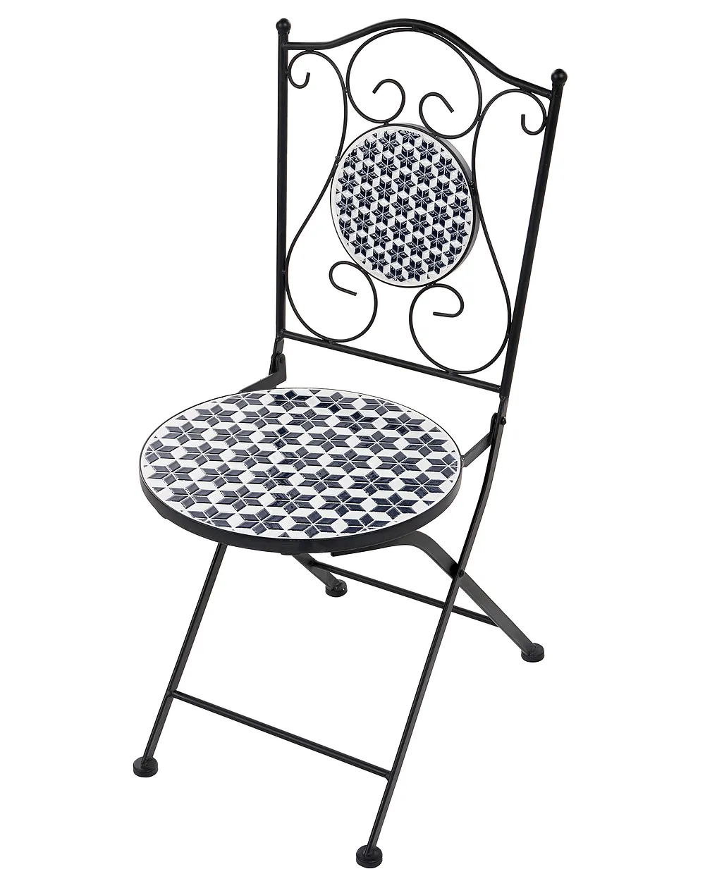Set de 2 scaune de grădină SIROLO Pliabil Metal Alb/Albastru_1155654