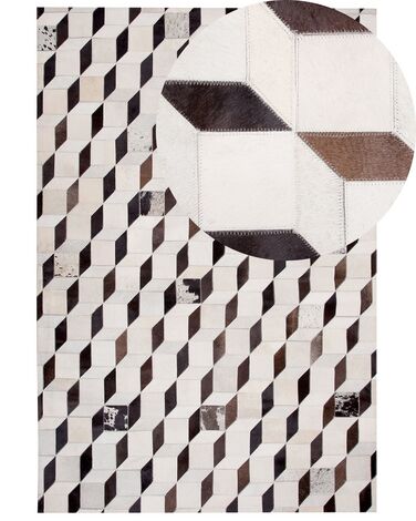 Dywan patchwork skórzany 140 x 200 cm biały ALPKOY