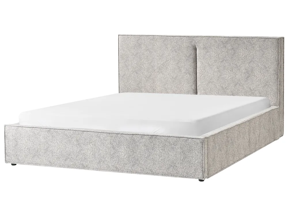 Ottoman Bed MOISSAC Velour Knit Black/ White 180 x 200 cm (EU Super King)_989417