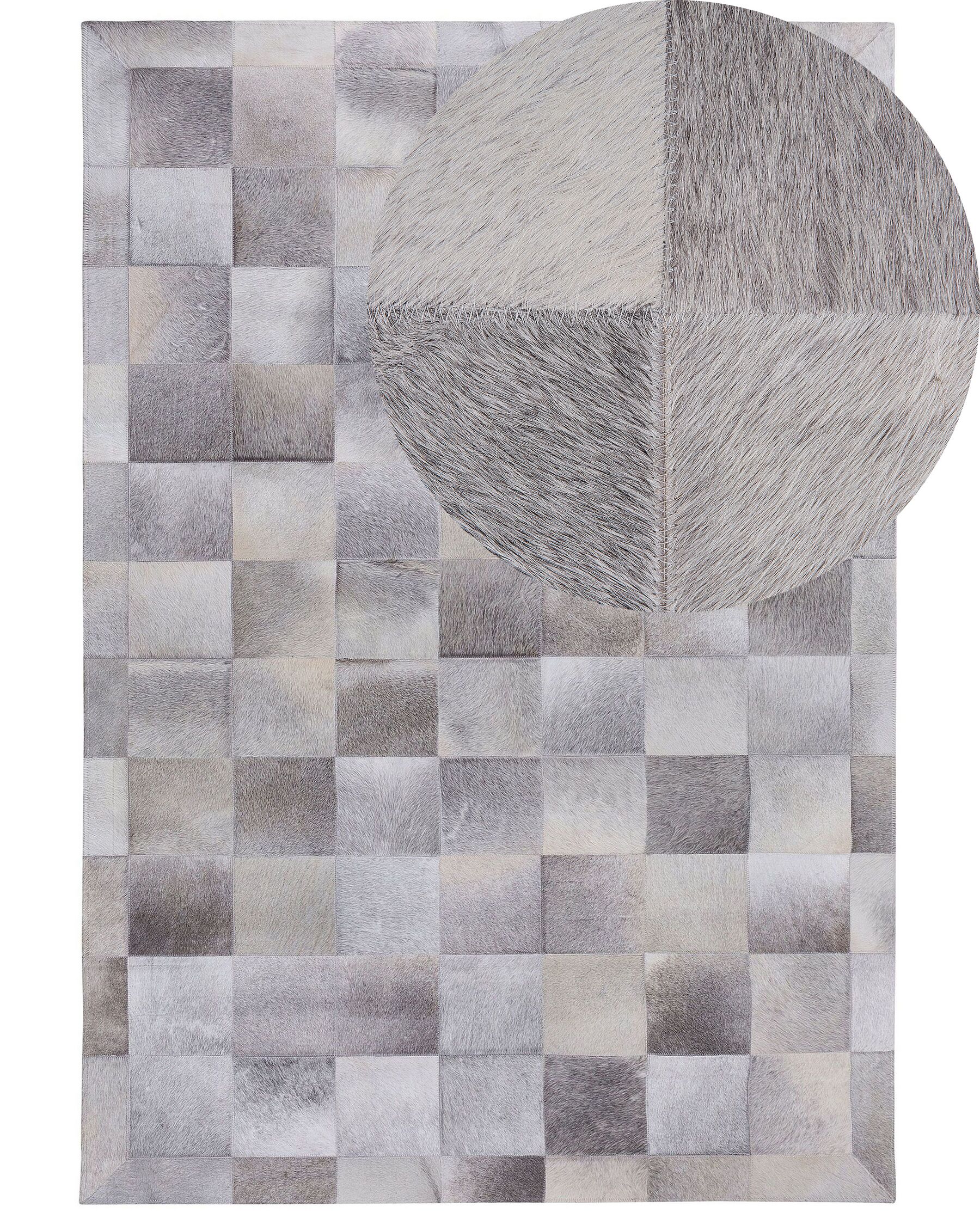 Dywan patchwork skórzany 140 x 200 cm szary ALACAM_688511