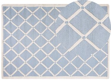 Teppich Wolle hellblau 160 x 230 cm marokkanisches Muster Kurzflor DALI