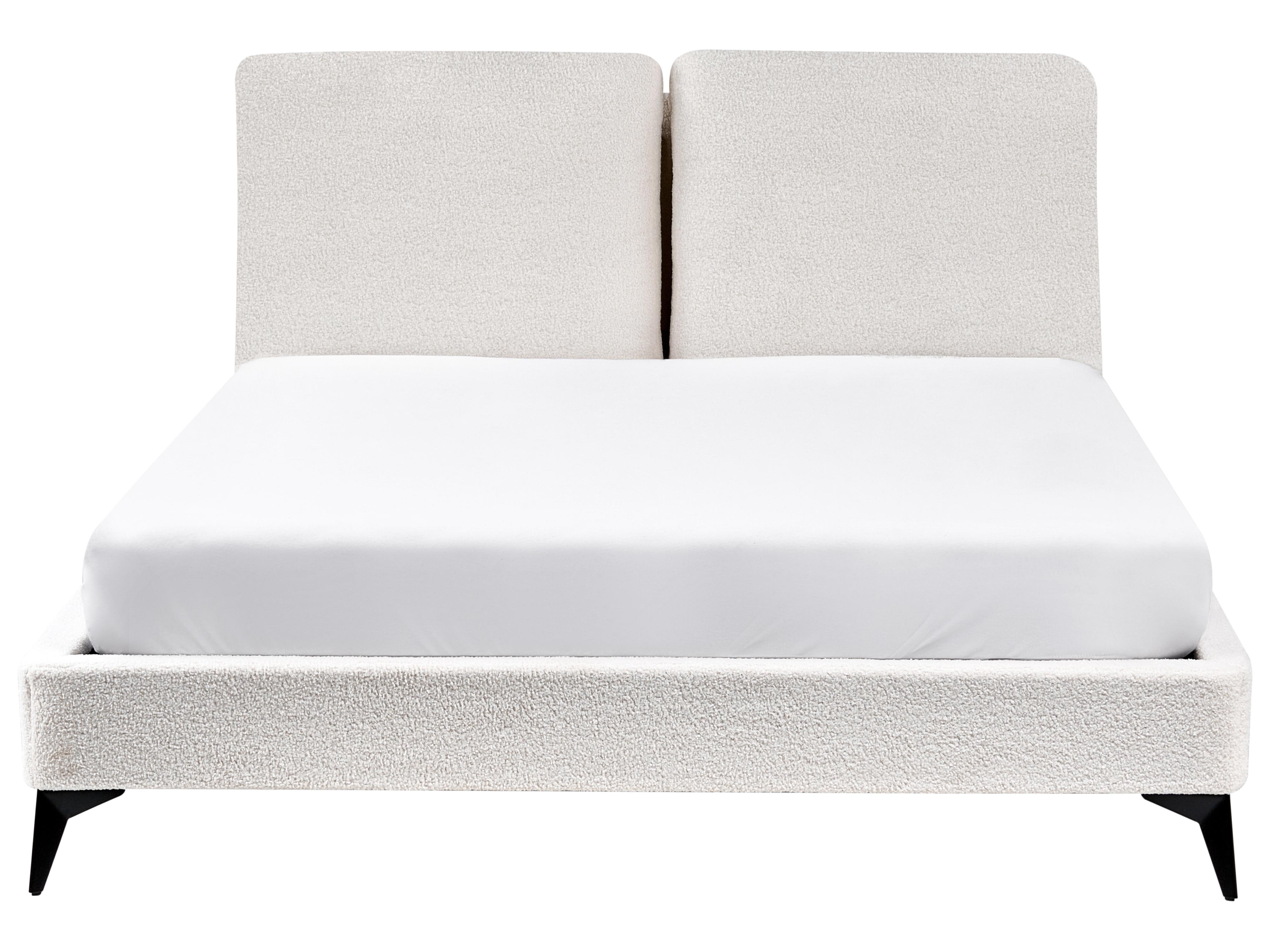Bett mit Lattenrost Bouclé MELLE 140 x 200 cm Cremeweiß_965632