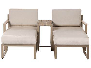 Loungeset met tafel en ottomaan 2-zits NOCI modulair metaal beige