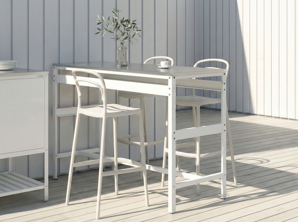 Tavolo da bar per esterni MAENZA 120 cm 40 cm Metallo Bianco