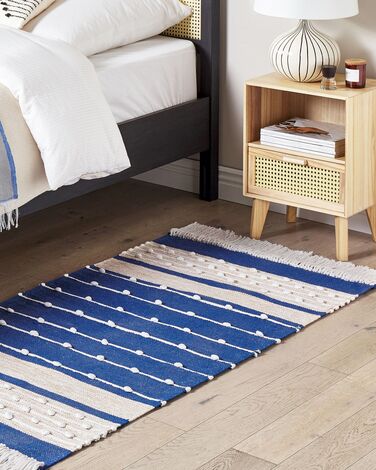 Cotton Area Rug 80 x 150 cm Blue and Beige KONDHALI