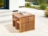 Conjunto de mesa con banco y 2 taburetes de jardín de madera de acacia BELLANO_922092