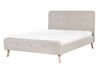 Letto con rete a doghe tessuto beige 140 x 200 cm RENNES_684063