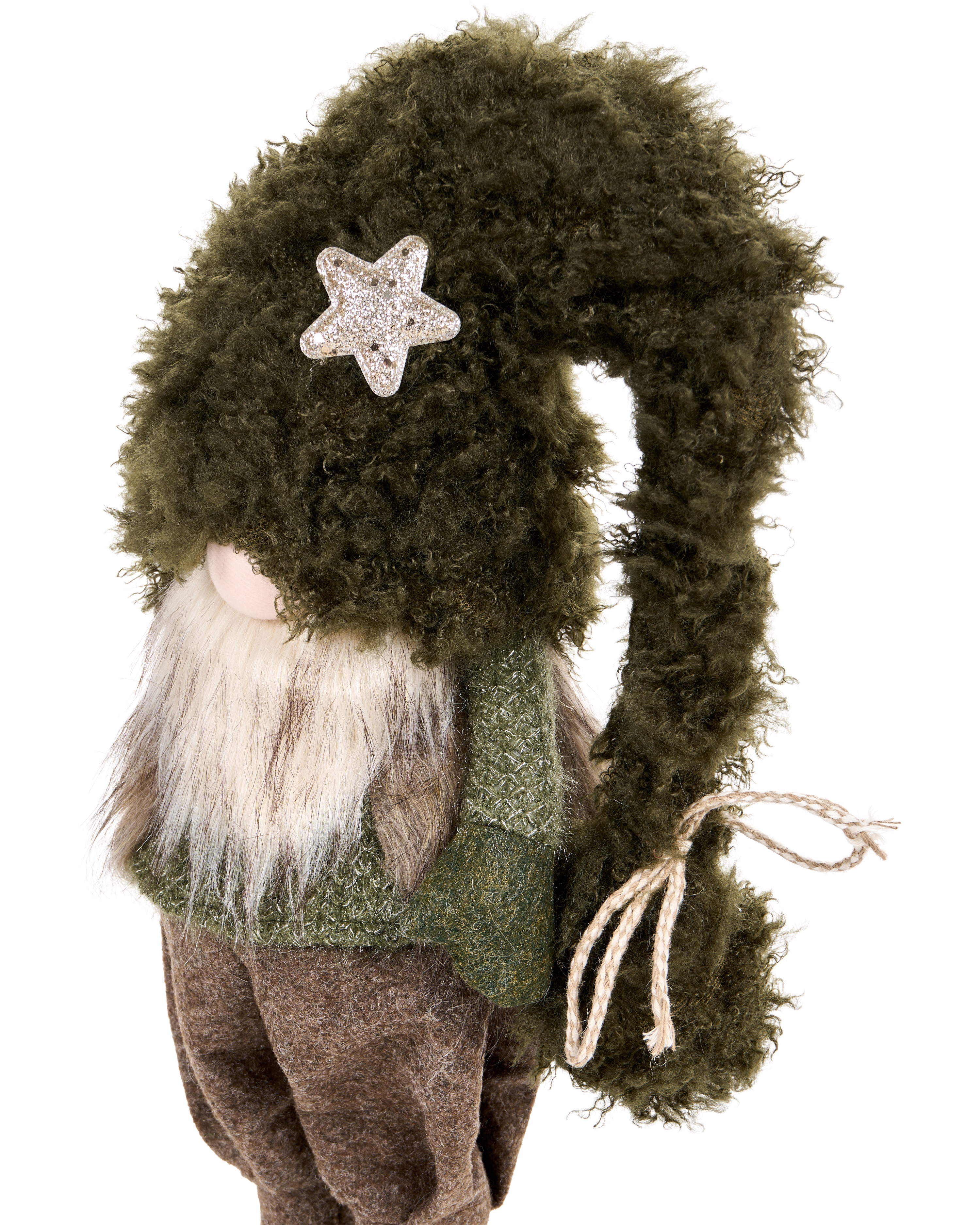 Set of 2 Christmas Decorations PORRAS 44-57/57-70 cm Gnome Brown/ Green_1175000