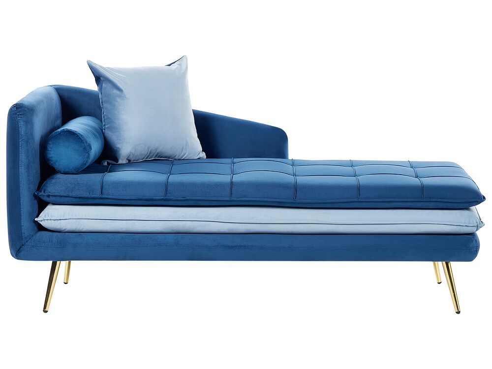 Linksseitige Chaiselongue GONESSE Samtstoff Blau
