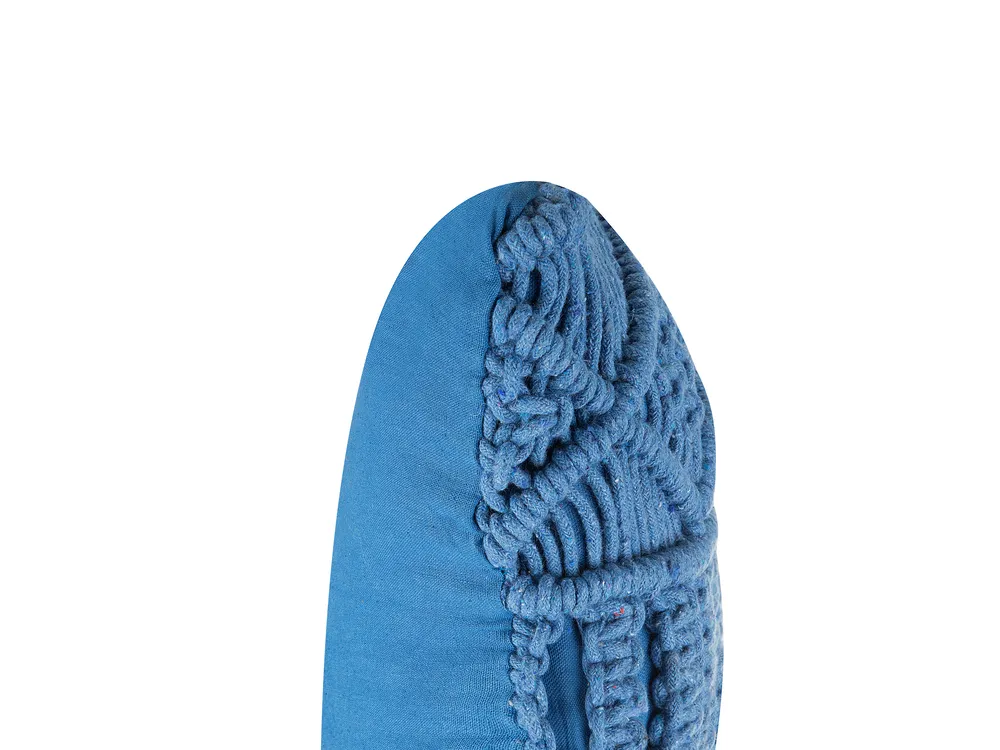 Cotton Macramé Cushion 45 x 45 cm Blue KARATAS_862825