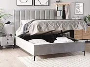 Ottoman Bed SEZANNE Velvet Light Grey 140 x 200 cm (EU Double)_878746