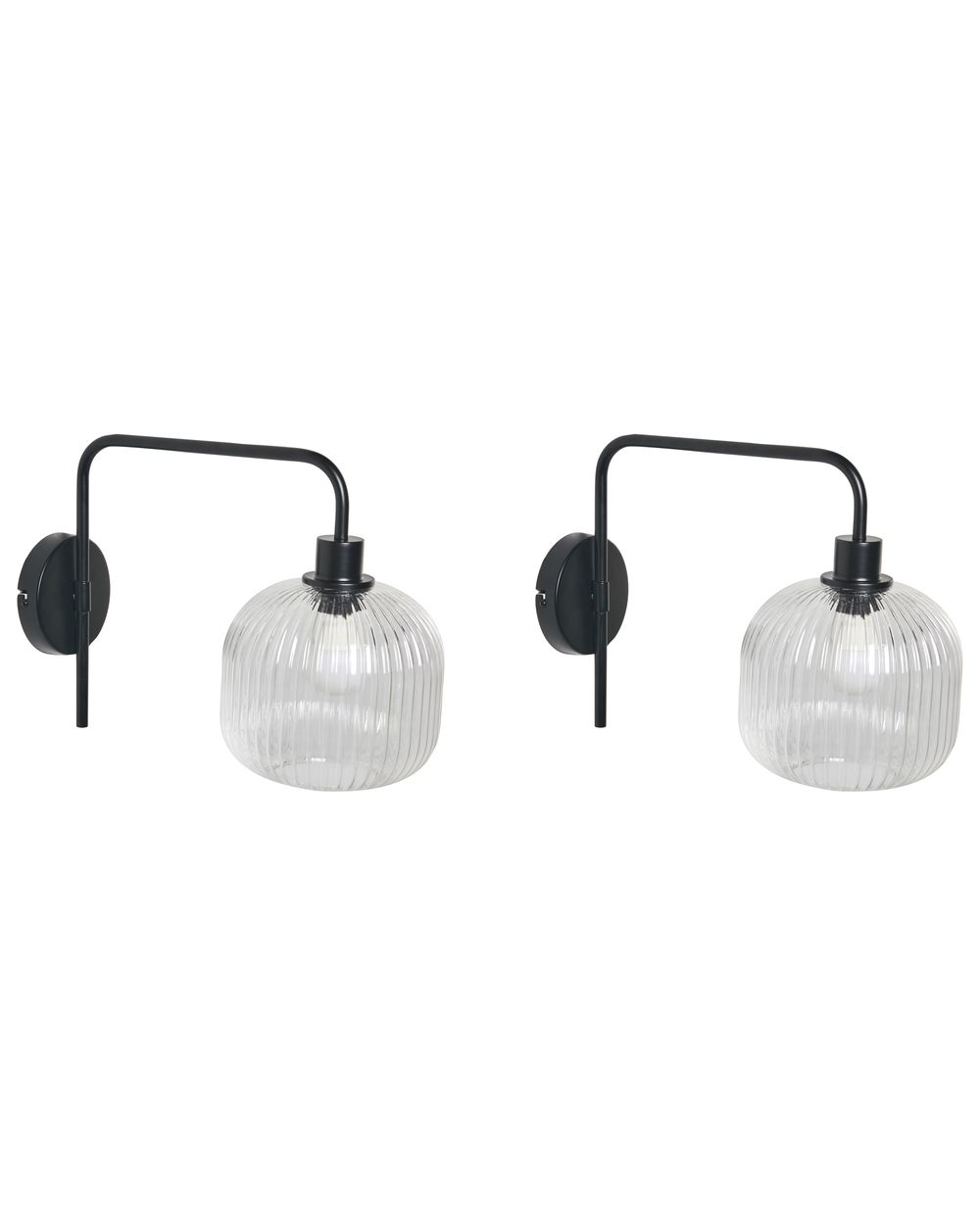 Set of 2 Wall Lamps COMAPALA Metal Black