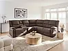 Manual Recliner Corner Sofa ROKKE Fabric Brown Left Hand