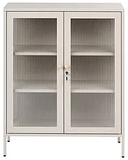 Glass Display Cabinet HARLYN  90 cm Metal Beige_1156532