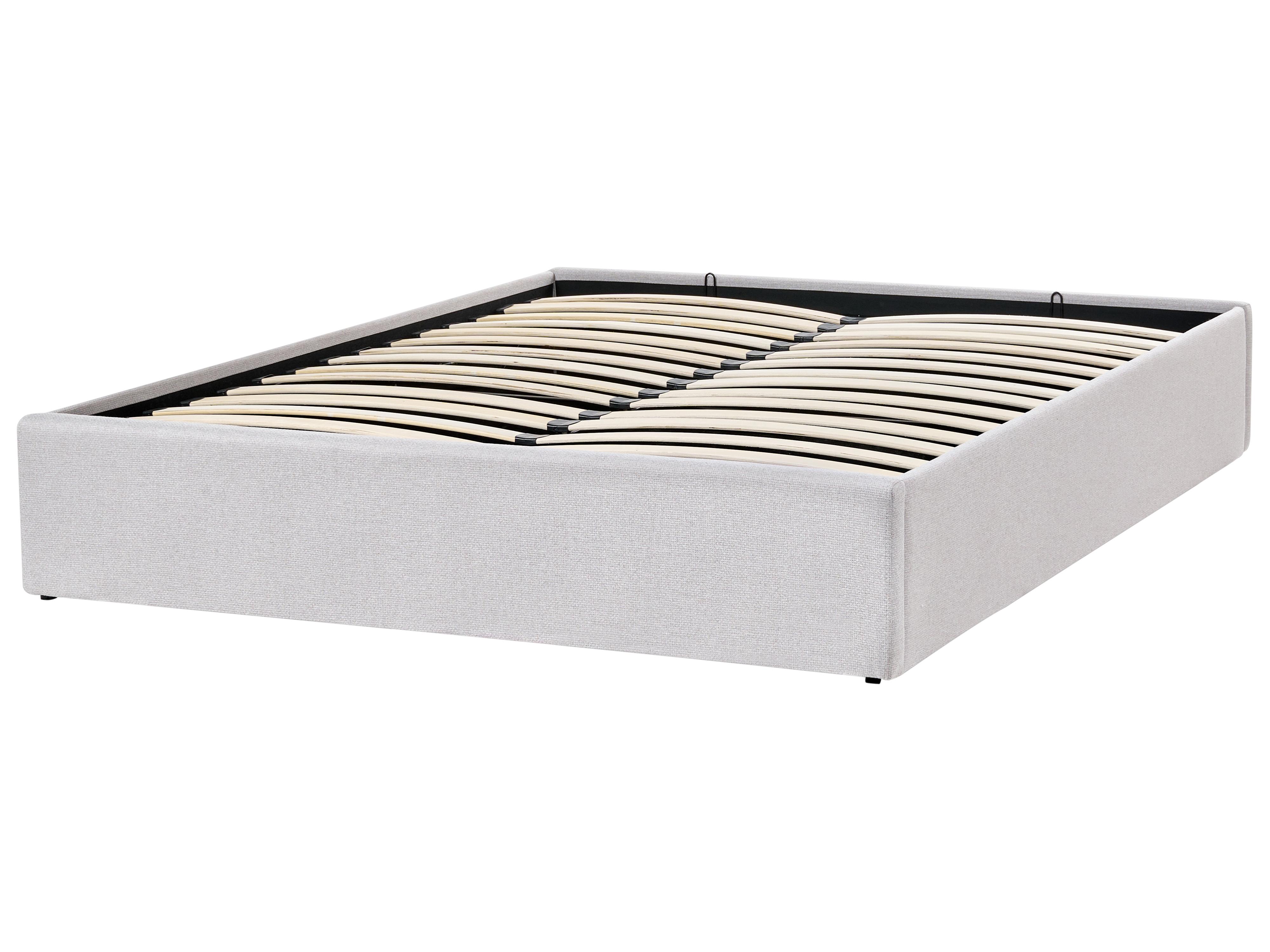 Ottoman Bed without Headboard DINAN Fabric Light Grey 160 x 200 cm (EU King Size)_903729