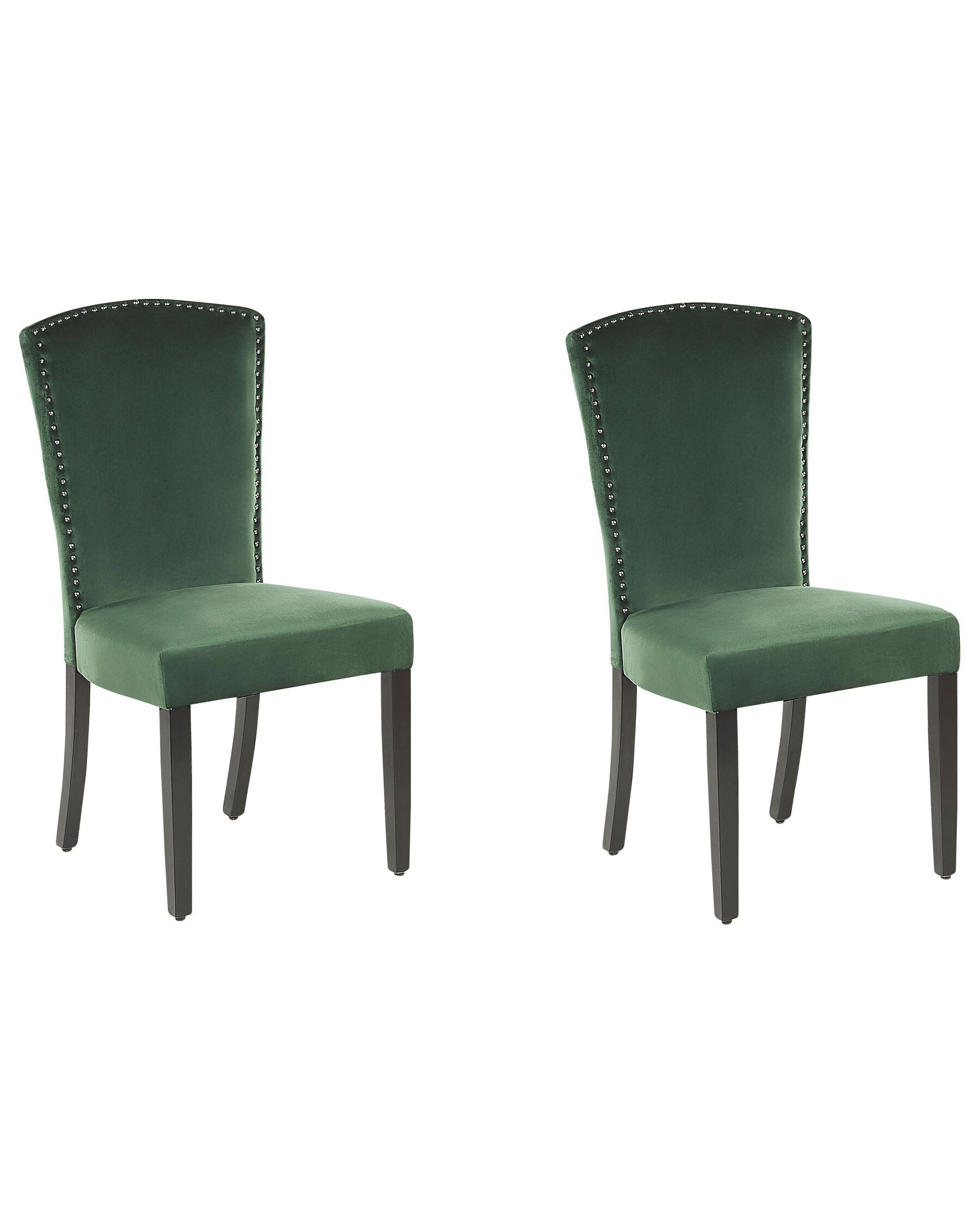 Sada 2 sametových jídelních židlí zelené PISECO_781814