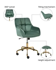Desk Chair PALMDALE Velvet Dark Green_1073335
