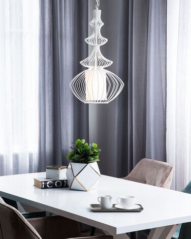 Metal Pendant Lamp White KOLVA