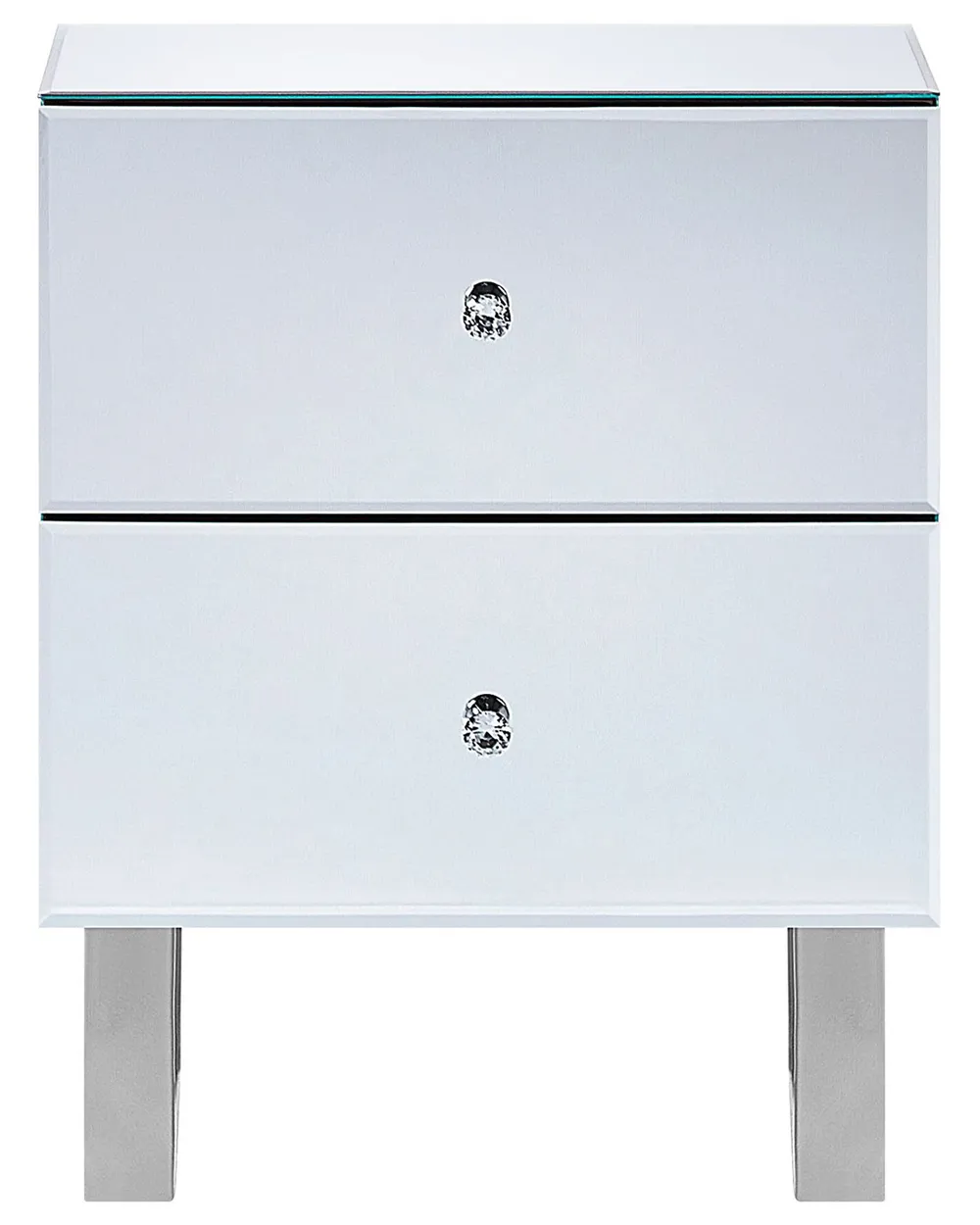 2 Drawer Bedside Table NESLE Glass Mirrored Silver_809236