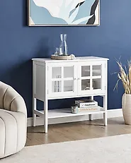 Szafka ze szklanymi drzwiami z półką INLET 80 cm Biały_1185509