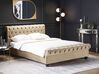 Lit double en velours beige 160 x 200 cm AVALLON _728950