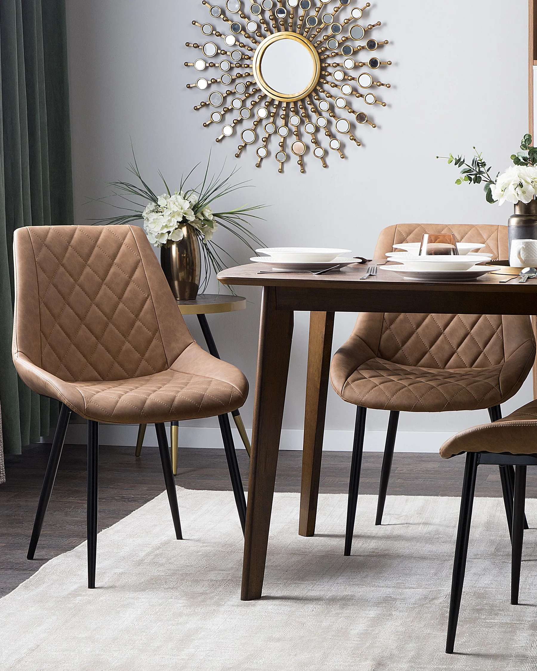 Set of 2 Dining Chairs MARIBEL Faux Leather Golden Brown_716412