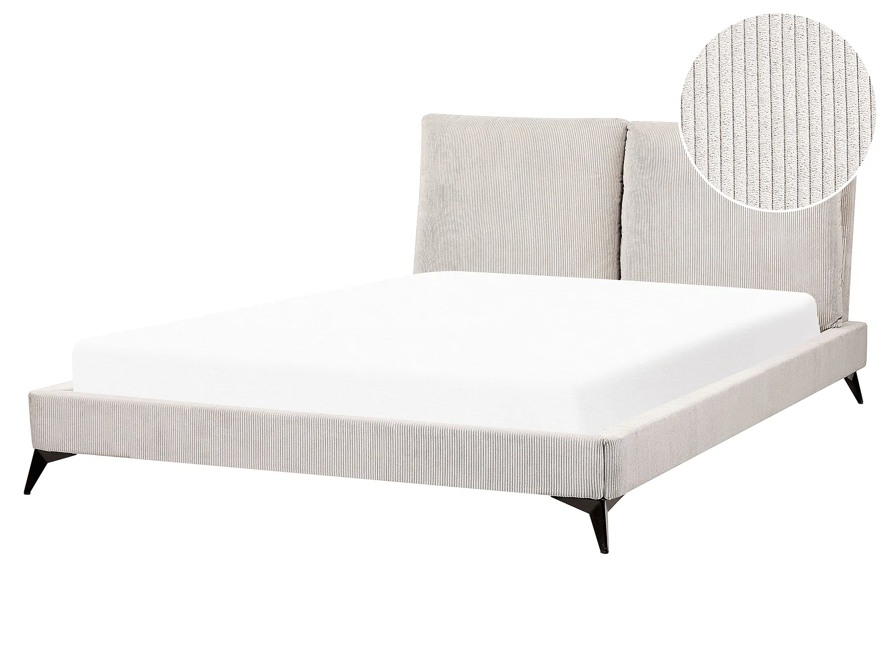 Letto Velluto a coste MELLE 160 x 200 cm Beige chiaro_882216