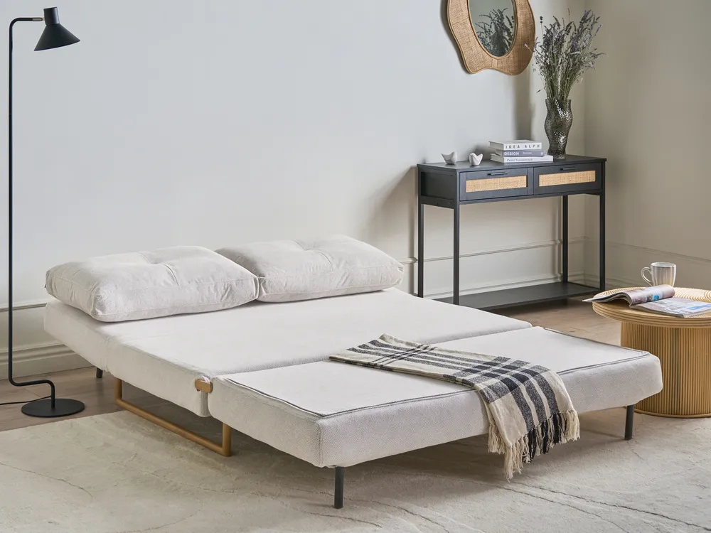 Sofa Bed 3 Seater JERSLEV Fabric Off-White_1012678