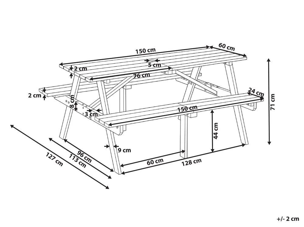 Picnic Table with Benches ROSCIGNO Fir Wood Light Brown_1102629