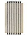 Teppich Wolle cremeweiß / schwarz 140 x 200 cm Streifenmuster Kurzflor TACETTIN_850079