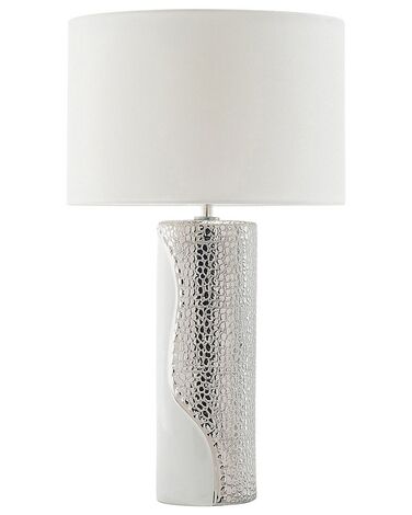 Tafellamp porselein wit/zilver AIKEN
