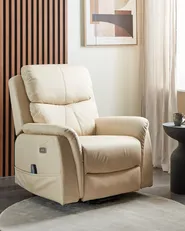 Electric Recliner Chair GLORIE with Massage Fabric Light Beige_924068