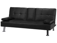 Sofa Bed 3 Seater ROXEN Faux Leather Black_701812