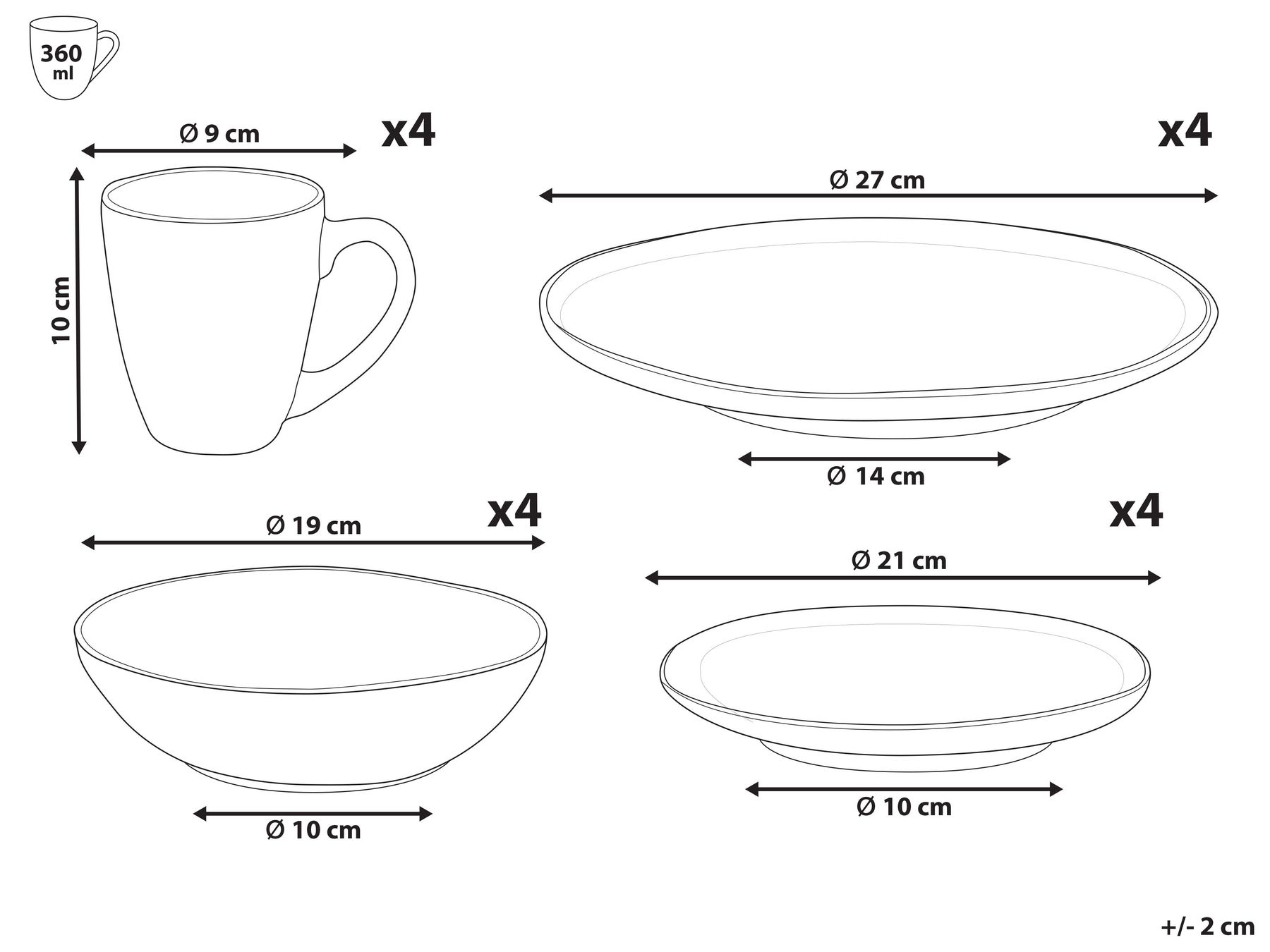 Set of 16 Dinnerware JUNIPER Stoneware Light Blue_863221