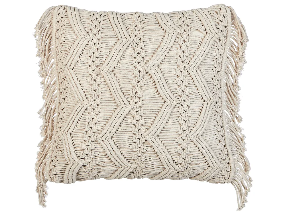 Set di 2 cuscini KIRIKKALE 45 x 45 cm Cotone Beige chiaro Trama geometrica_905442